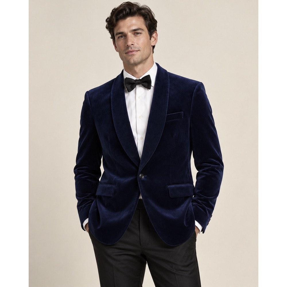 J.Crew Ludlow Navy Blue Velvet Shawl Collar Dinner Jacket Tuxedo Blazer 42R